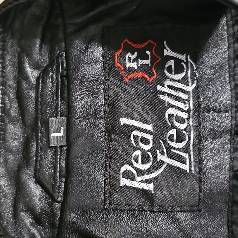 "Real Leather" Cropped, Lined Moto Leather Jacket, Women's Size L - Picture 16 of 16